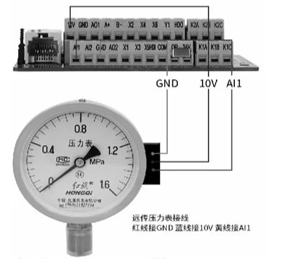 SKF8000系列矢量变频器外接远传压力表-简单恒压供水接线图 - SKF8000系列45~720KW矢量变频器外接远传压力表-简单恒压供水接线图